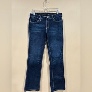 Wrangler Q-Baby No Gap Waistband Dark Wash Denim Jeans Women’s Size 7/8 X 32